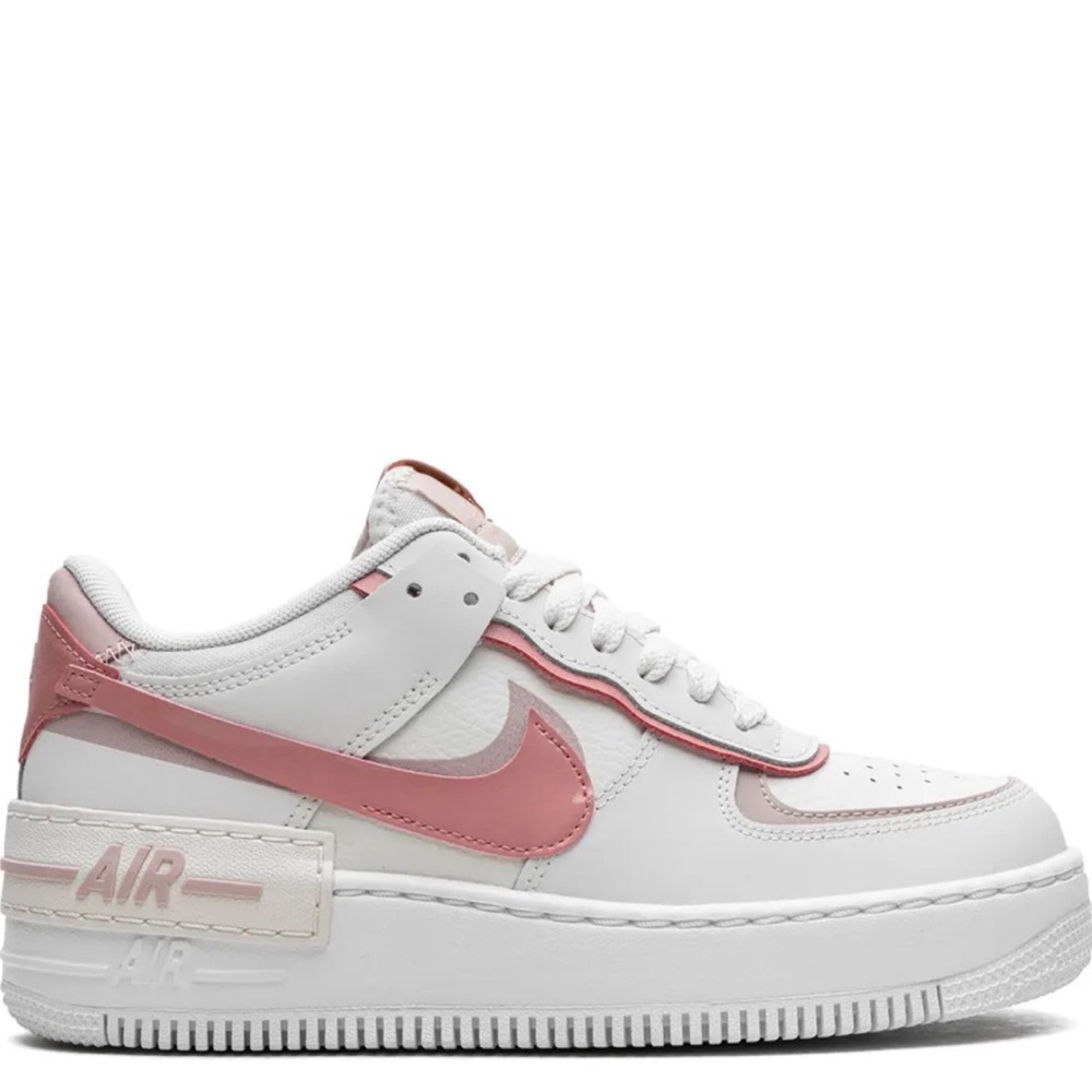Nike Women's Air Force 1 Shadow White and Pink Sneakers